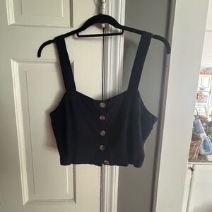 LOFT Black Button-Up Tank Top